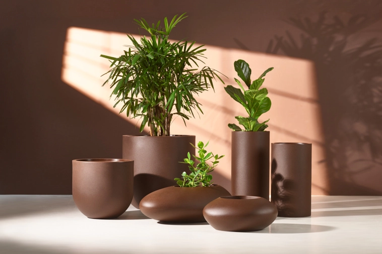 Wysokie donice tarasowe brązowe Monumo Alto 75 i 65